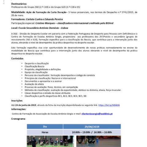 Ação de Formação em Boccia para Professores